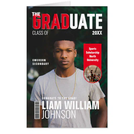 Graduate Bold Custom Grad Photo Magazine Cover Card