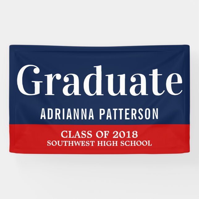 Graduate Bold | Navy Blue Red Banner (Horizontal)