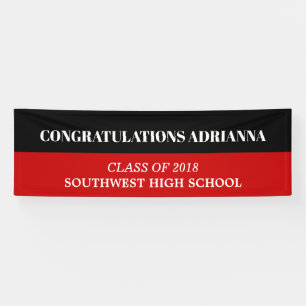 Graduate Bold Script Congratulations Black Red Banner