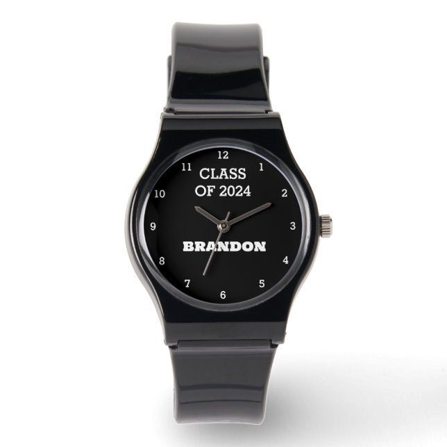 Graduate Boys Black Graduation School College  Watch (Front)