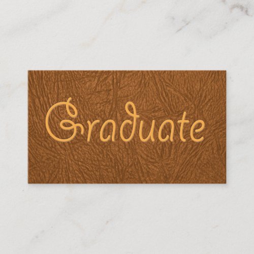 Graduate Brown Cowhide Leather Texture Look Business Card