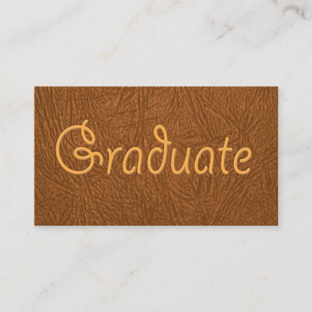 Graduate Brown Cowhide Leather Texture Look Business Card (Front)