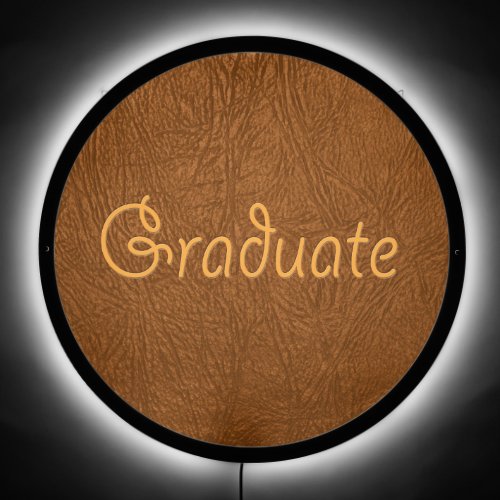Graduate Brown Cowhide Leather Texture Look  LED Sign