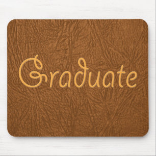Graduate Brown Cowhide Leather Texture Look Mouse Pad