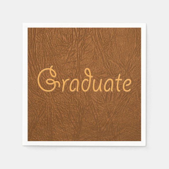 Graduate Brown Cowhide Leather Texture Look Napkins (Front)
