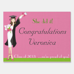 Graduate -Brunette Yard Sign
