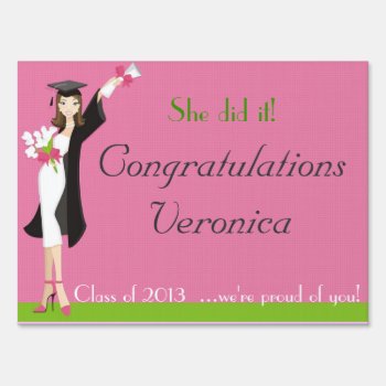 Graduate -brunette Yard Sign by SERENITYnFAITH at Zazzle