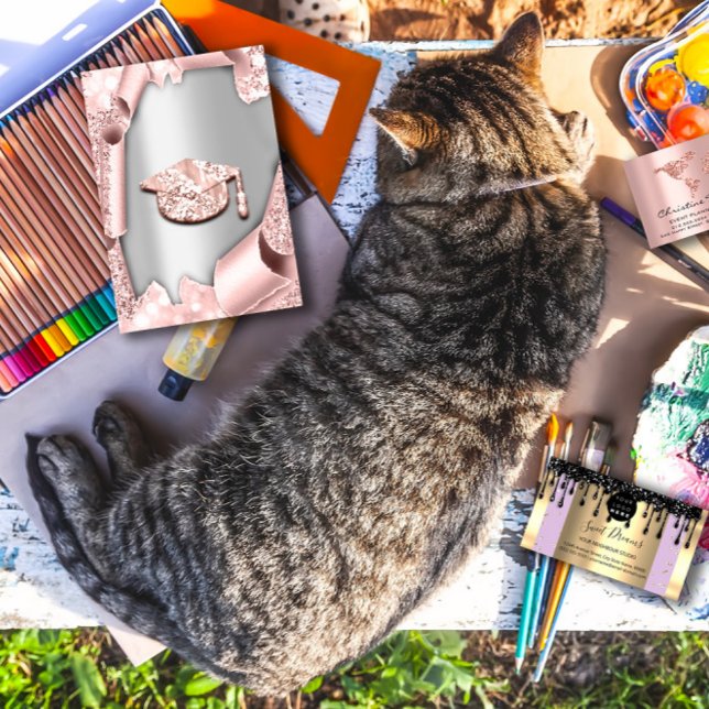 Graduate CAP Bachelorette 3d Rose Silver Invitation (Graduate CAP Bachelorette 3d Rose Silver Invitation)