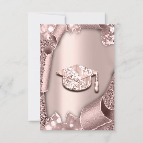 Graduate CAP Bachelorette Glam Rose Pink 3D Invitation