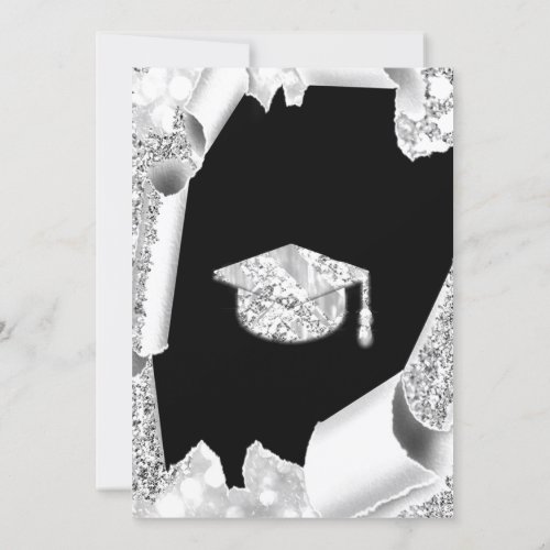 Graduate CAP Bachelorette Party Black Gray Invitation