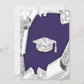 Graduate CAP Bachelorette Party Blu Navy Gray Invitation (Back)
