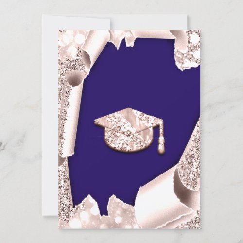 Graduate CAP Bachelorette Party Blush Blue Navy Invitation