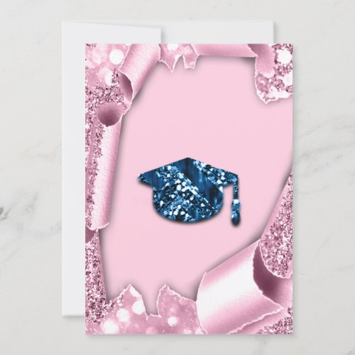 Graduate CAP Bachelorette Party Navy Pink 3D Invitation