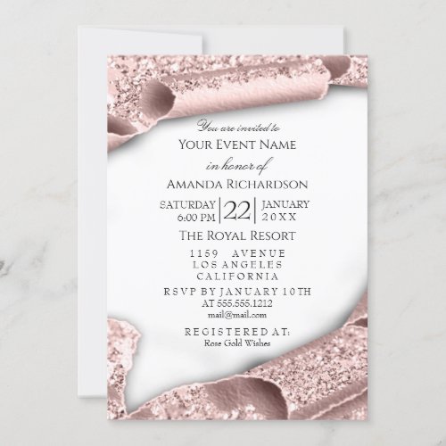 Graduate CAP Bachelorette White Rose Pink 3D Invitation