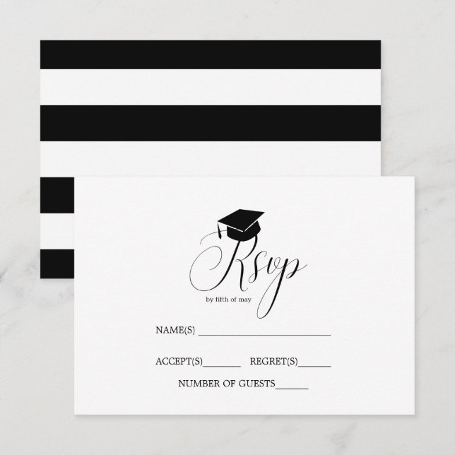 Graduate Cap Graduation Party Typography RSVP Invitation (Front/Back)