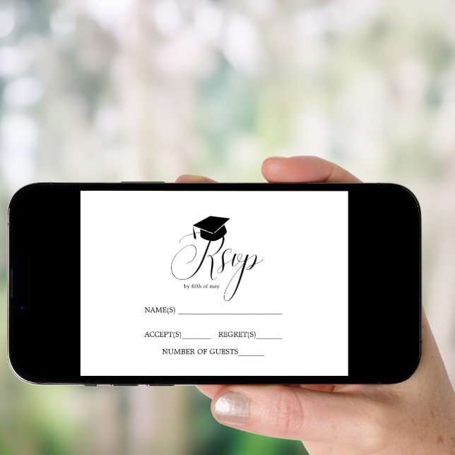 Graduate Cap Graduation Party Typography RSVP Invitation (Front Digital)