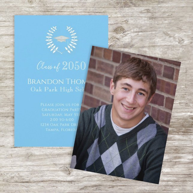 Graduate Carolina Blue Photo Template Simple  (Creator Uploaded)