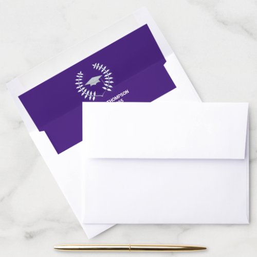 Graduate Celebration Elegant Purple Laurel Leaves Envelope Liner