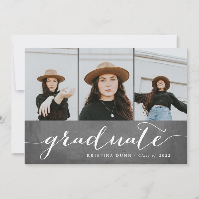 Graduate Chalkboard Photo Collage | Graduation Invitation (Front)