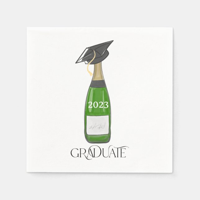 Graduate Champagne Graduation Cap Year Party Napkins (Front)