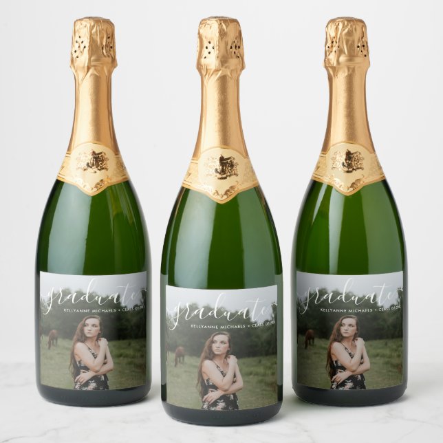 Graduate Champagne Photo Custom  Sparkling Wine Label (Bottles)