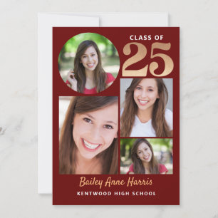 Graduate Circle Maroon Class of 2025 Printable Invitation