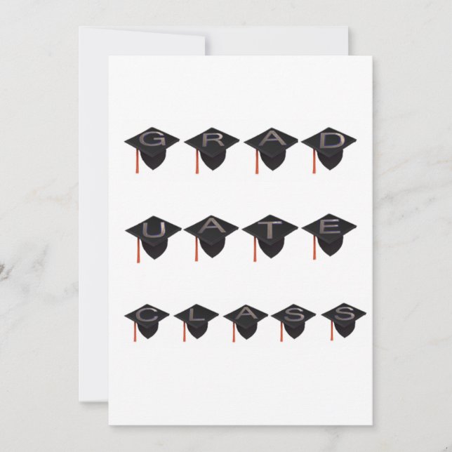 Graduate Class Caps Black White Modern Greeting Holiday Card (Front)