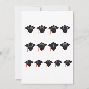 Graduate Class Caps Black White Modern Greeting Holiday Card
