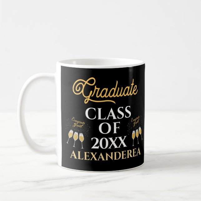 Graduate Class Congrats Gold Black Custom  Coffee Mug (Left)
