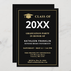 Graduate Class Graduation Gold Black Elegant Invitation