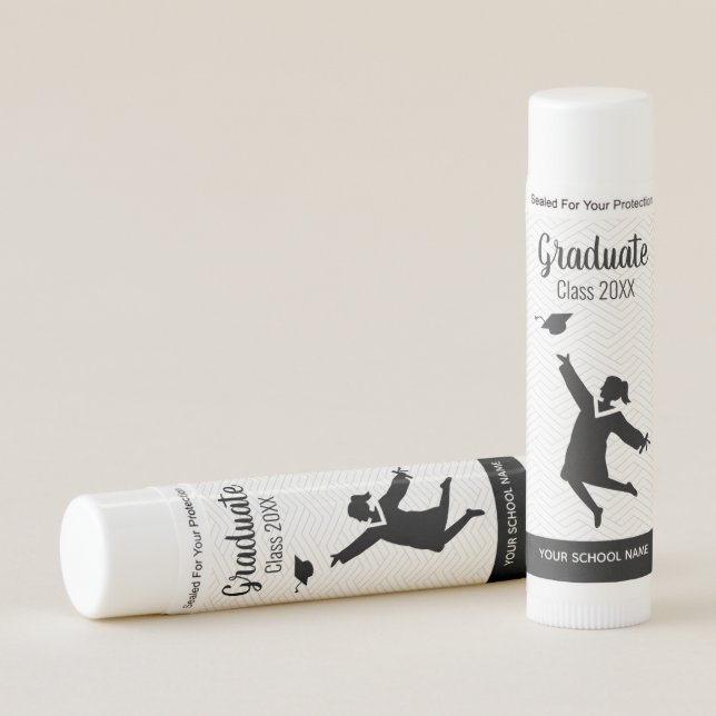 Graduate Class, Jumping Graduate Girl Lip Balm (Front)