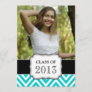 GRADUATE CLASS OF 2013 AQUA TEAL CHEVRON INVITATION