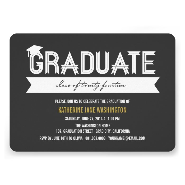 Graduate Class Of 2014 Simple Ribbon Party Invite