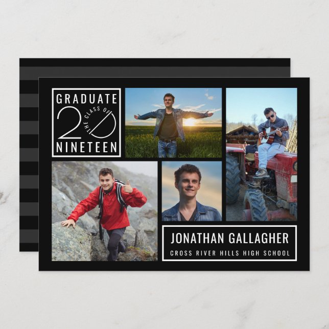 Graduate Class of 2019 4-Photo Party Invitation (Front/Back)