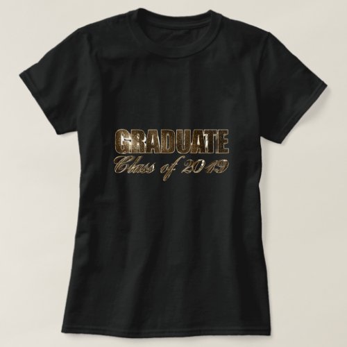 Graduate Class of 2019 Elegant Black and Gold Text T_Shirt