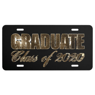Graduate Class of 2020 Elegant Faux Gold Foil Text License Plate