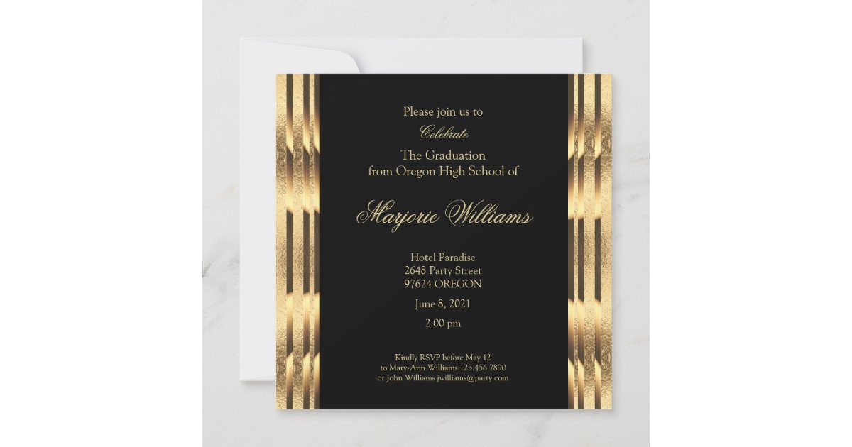 Graduate Class of 2021 Black and Gold Script Note Card | Zazzle