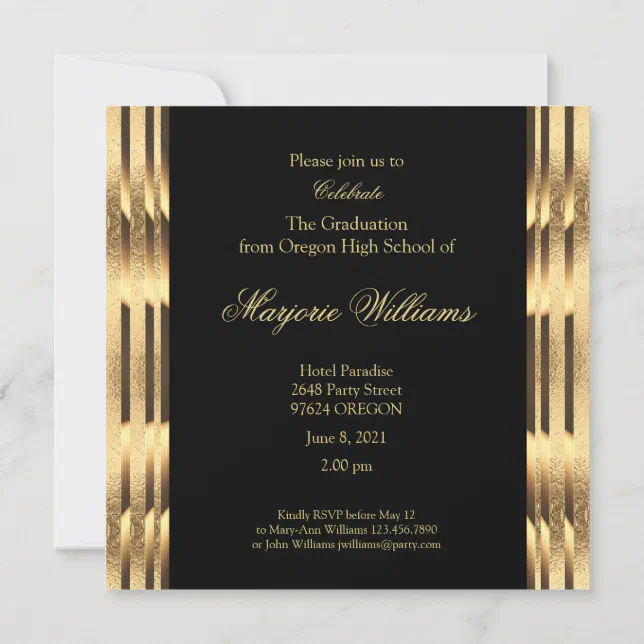 Graduate Class of 2021 Black and Gold Script Note Card | Zazzle
