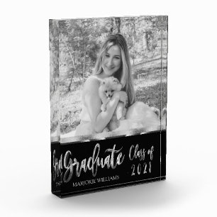 Graduate Class of 2021 Black and Silver Script Acrylic Award