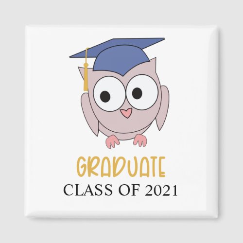 Graduate Class of 2021 Blue Pink Owl Magnet