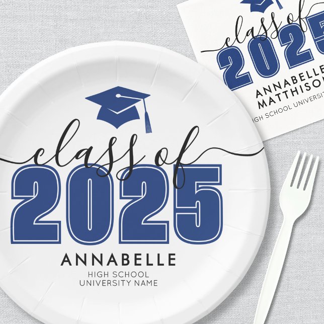 Graduate Class Of 2025 Blue Graduation Party Paper Plates (Graduate Class Of 2025 Blue Graduation Party Paper Plates )
