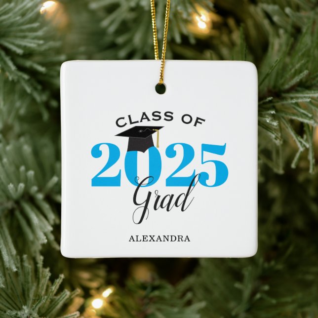 Graduate Class of 2025 Modern Light Blue Ceramic Ornament (Tree)
