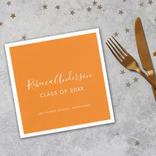 Graduate Class of 2026 Orange Calligraphy Napkins