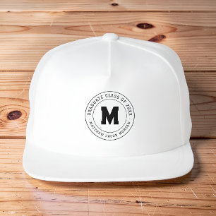 Graduate Class of 20XX Custom Modern Monogram Snap Back Hat