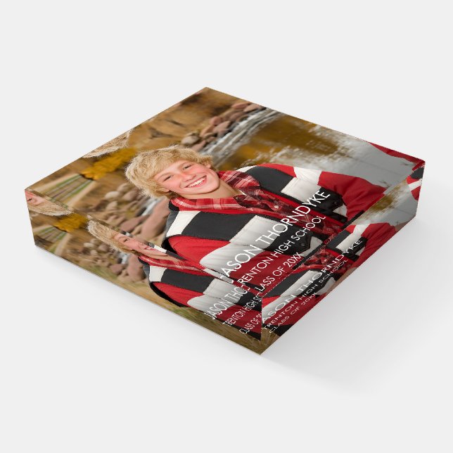 Graduate Class of 20XX Custom Photo Template Paperweight (Angled)