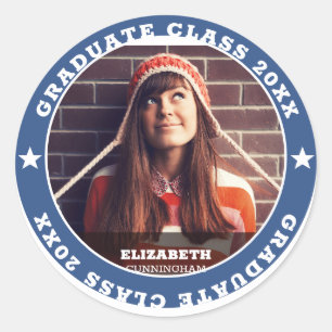 Graduate Class of 20XX Graduation Photo Classic Round Sticker