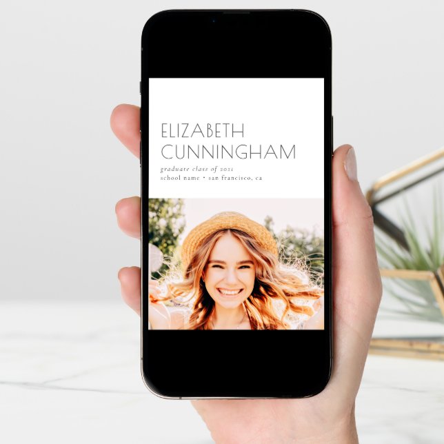 Graduate Class of 20XX Minimalist Photo Graduation Announcement (Front Digital)