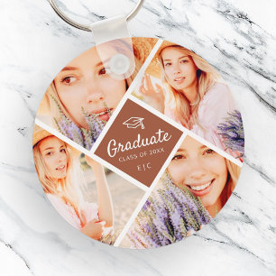 Graduate Class of 20XX Modern Graduation Cap Photo Keychain