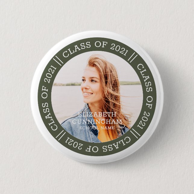 Graduate Class of 20XX | Modern Graduation Photo Button (Front)