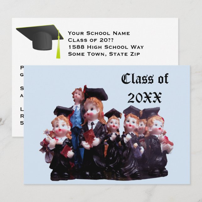 Graduate Class of 20XX Porcelain Figurines Photo Invitation (Front/Back)